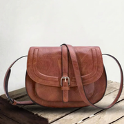 Evelyn | Compact and Stylish — Leather Saddle Bag