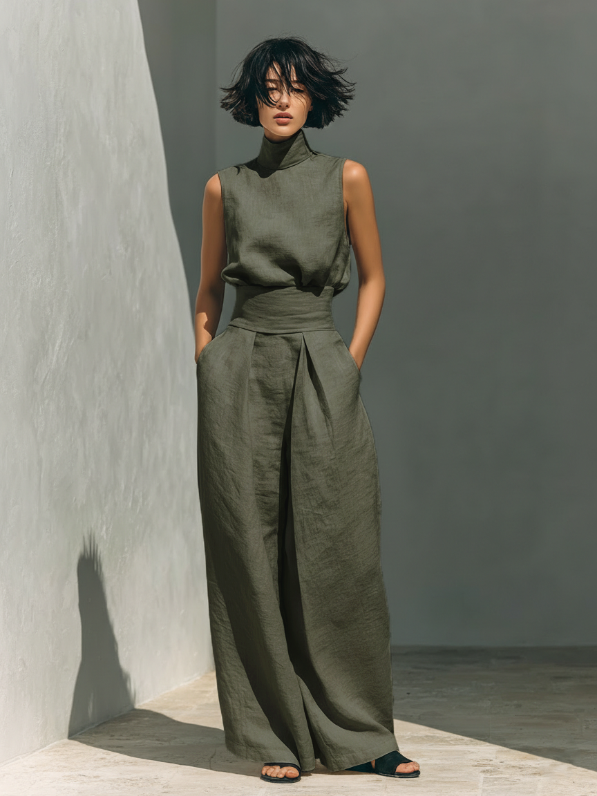 Maria™ | Women's Minimalist Tank Top & Wide-Leg Pants Set