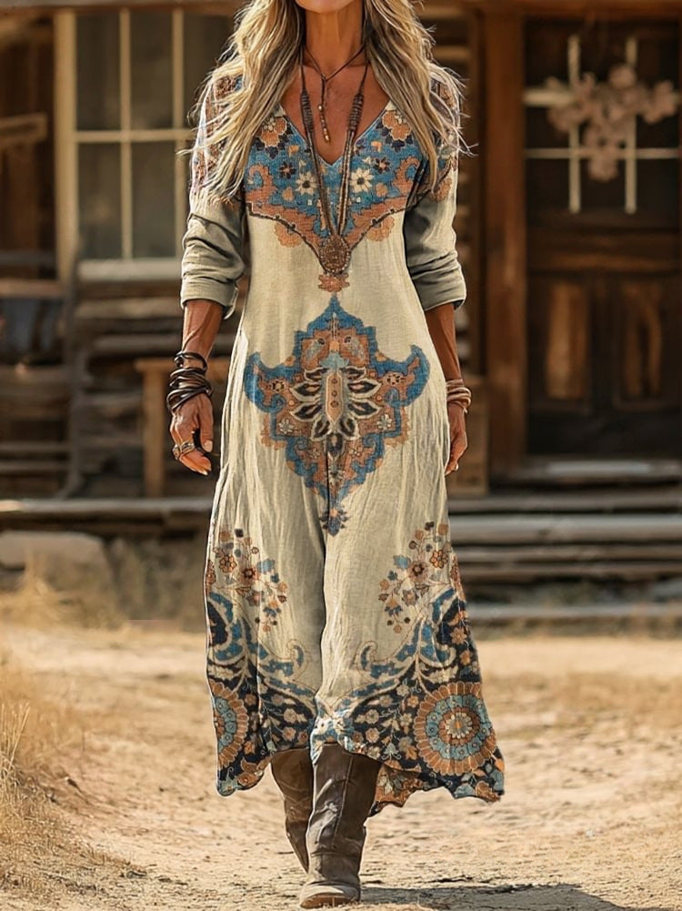 AMBERLEY | PAISLEY MEDALLION PRINT MAXI DRESS