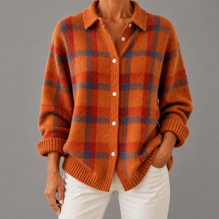 Anna  Plaid Knit Cardigan