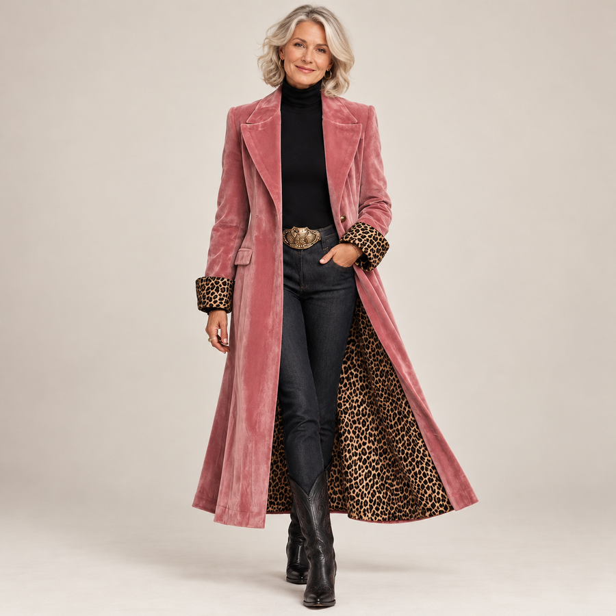 Arabella - Longline Tailored Velvet-Effect Coat