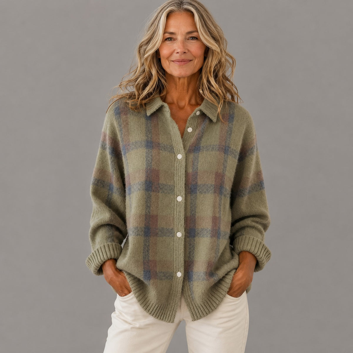Anna  Plaid Knit Cardigan