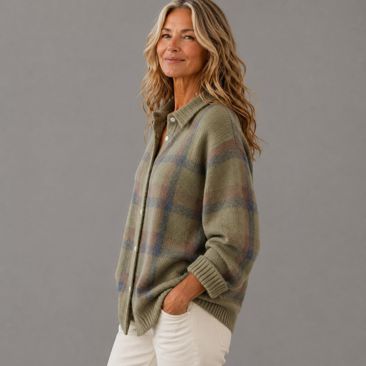 Anna  Plaid Knit Cardigan