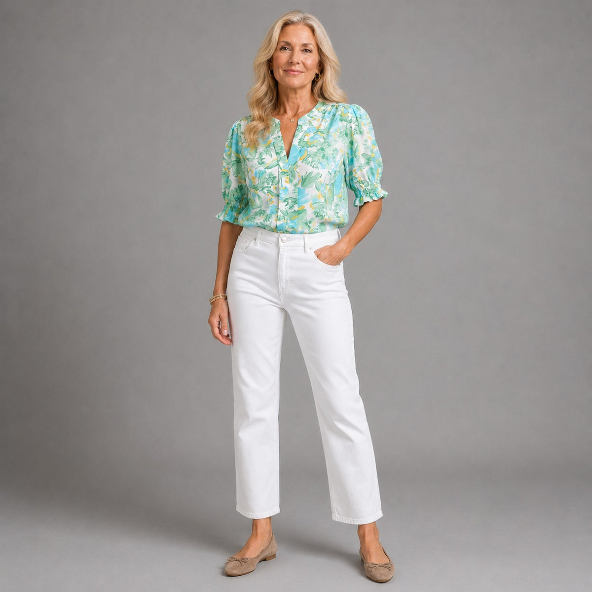Flora™ | Sage Green Floral Blouse