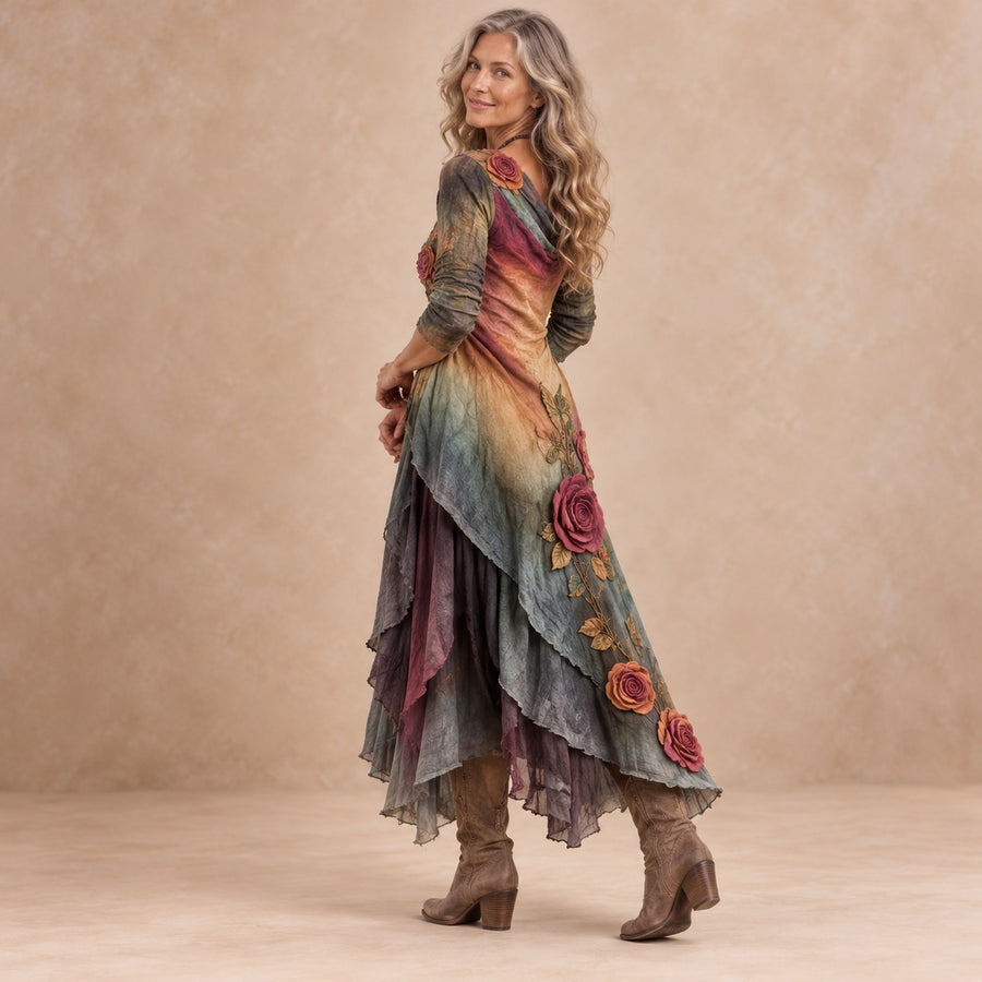 Rosalie | Layered Floral Bohemian Maxi Dress