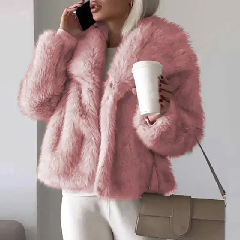 Apolline | Faux Fur Winter Jacket Black White Puffer Jackets