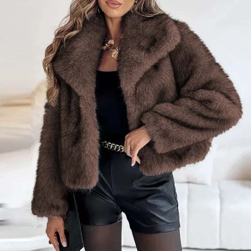 Apolline | Faux Fur Winter Jacket Black White Puffer Jackets