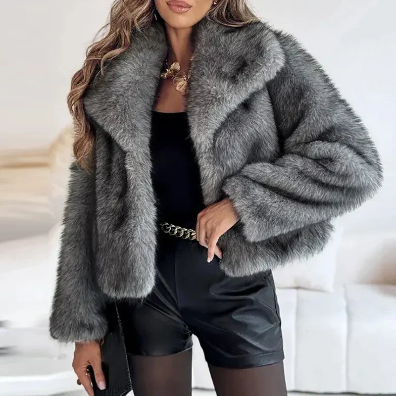 Apolline | Faux Fur Winter Jacket Black White Puffer Jackets