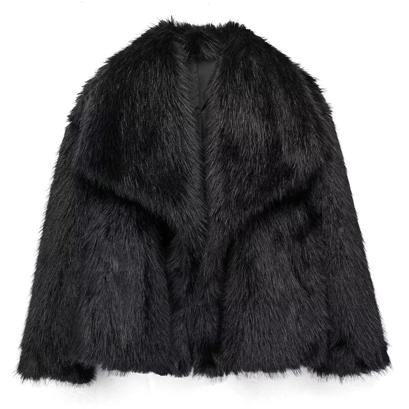 Apolline | Faux Fur Winter Jacket Black White Puffer Jackets