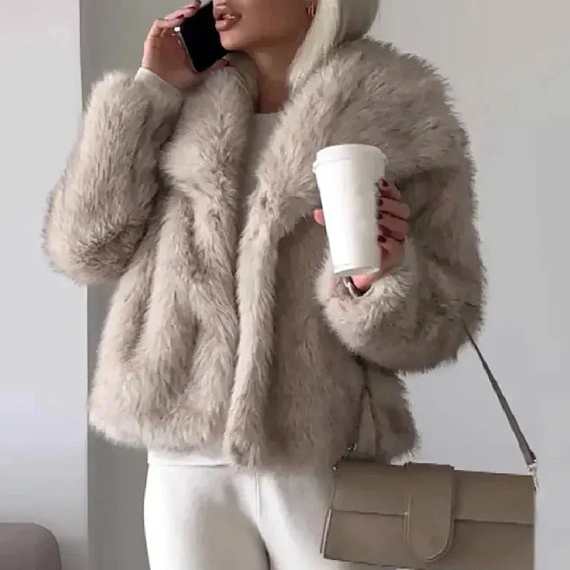 Apolline | Faux Fur Winter Jacket Black White Puffer Jackets