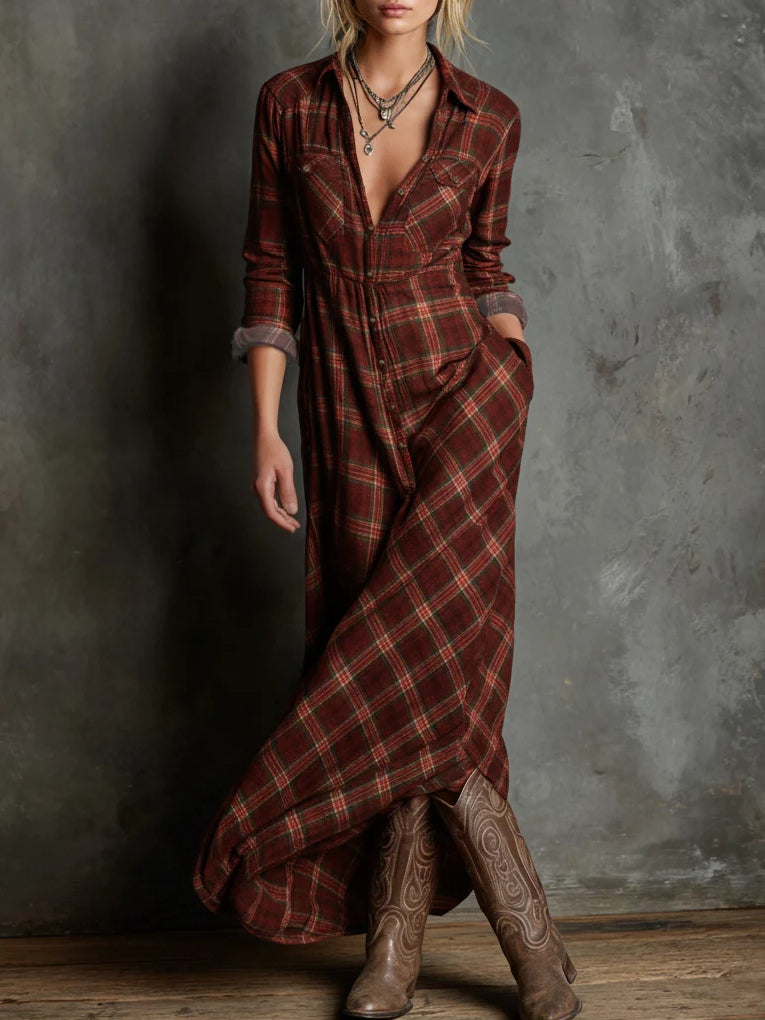 VALENTINE | CHECKED MAXI SHIRT DRESS