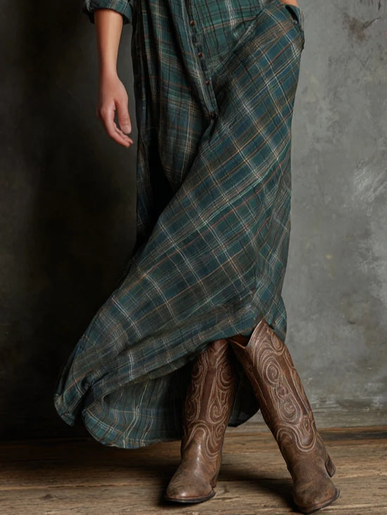 VALENTINE | CHECKED MAXI SHIRT DRESS