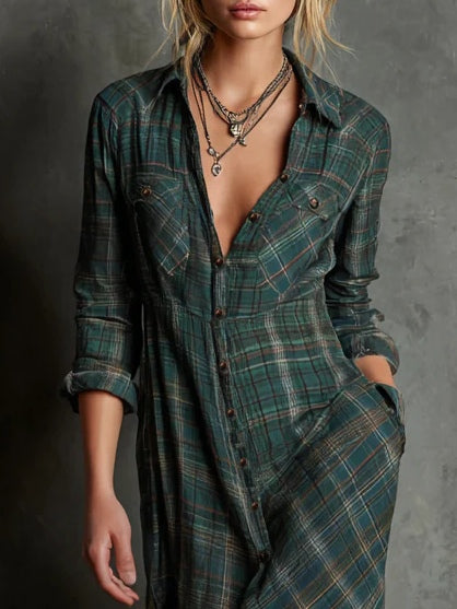 VALENTINE | CHECKED MAXI SHIRT DRESS