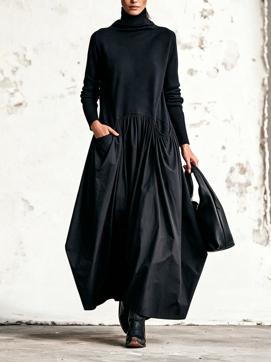 ODETTE | OVERSIZED HIGH-NECK MAXI DRESS