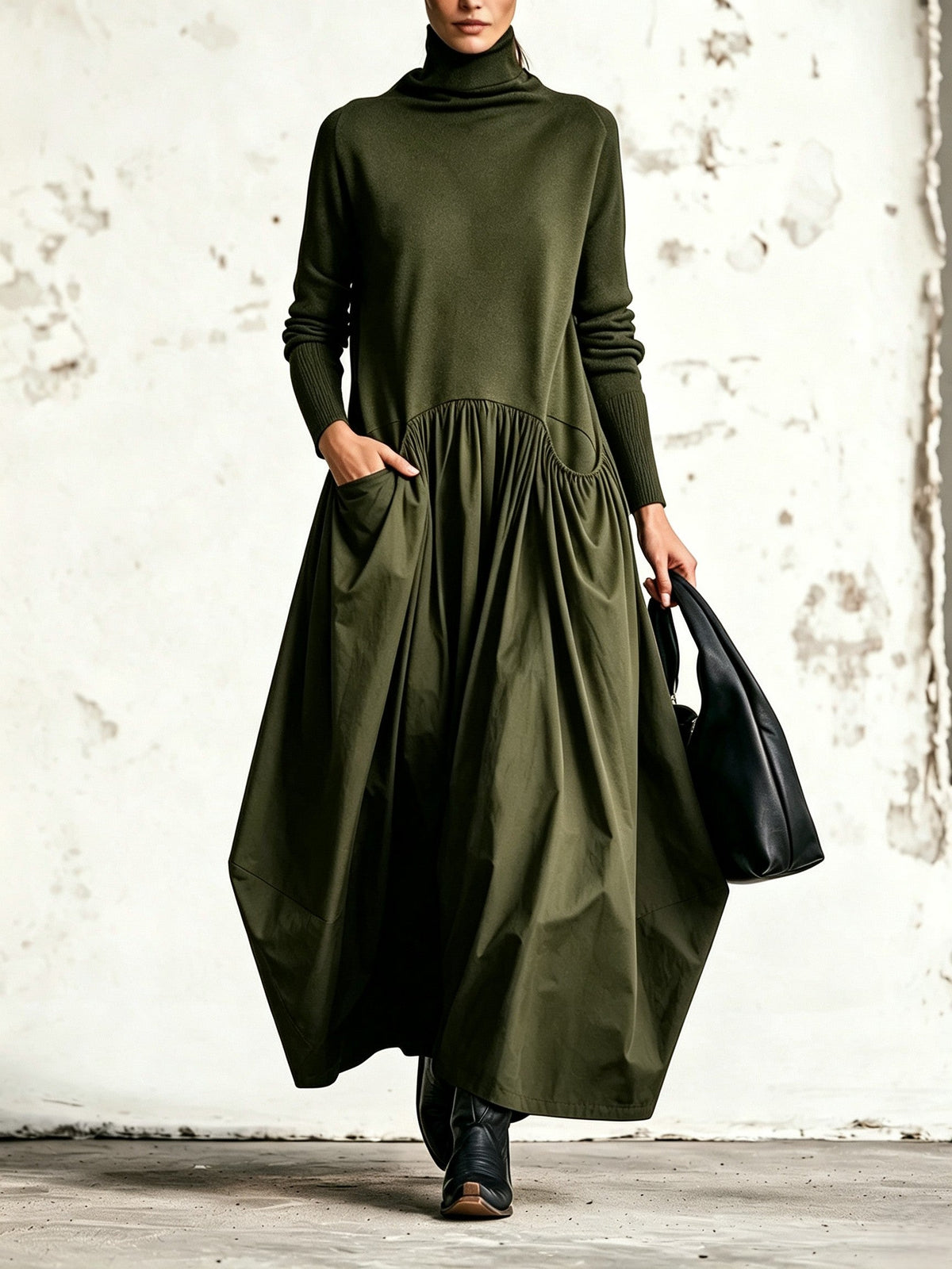 ODETTE | OVERSIZED HIGH-NECK MAXI DRESS