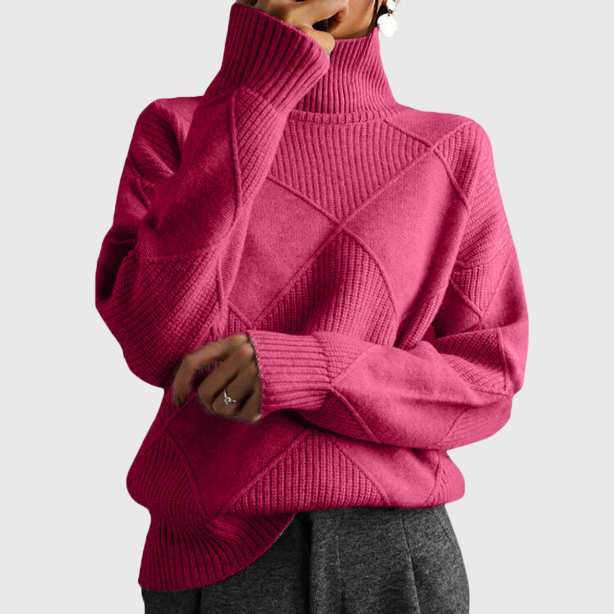 Annelise Diamond-Knit Turtleneck