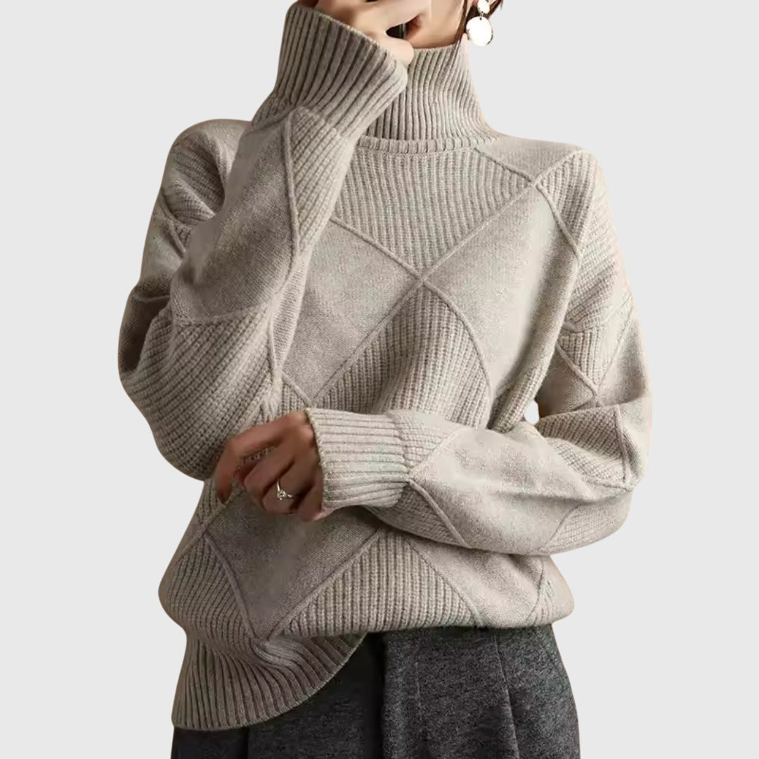 Annelise Diamond-Knit Turtleneck