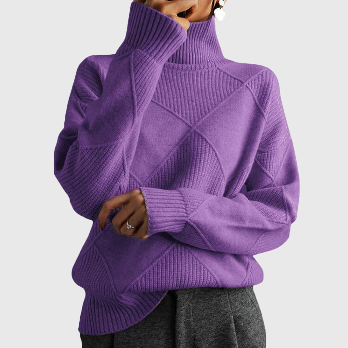 Annelise Diamond-Knit Turtleneck