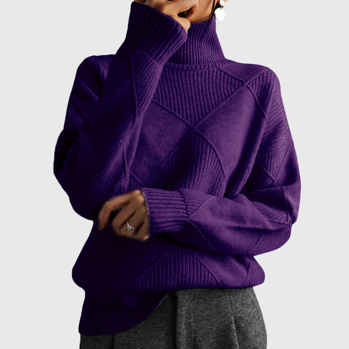Annelise Diamond-Knit Turtleneck