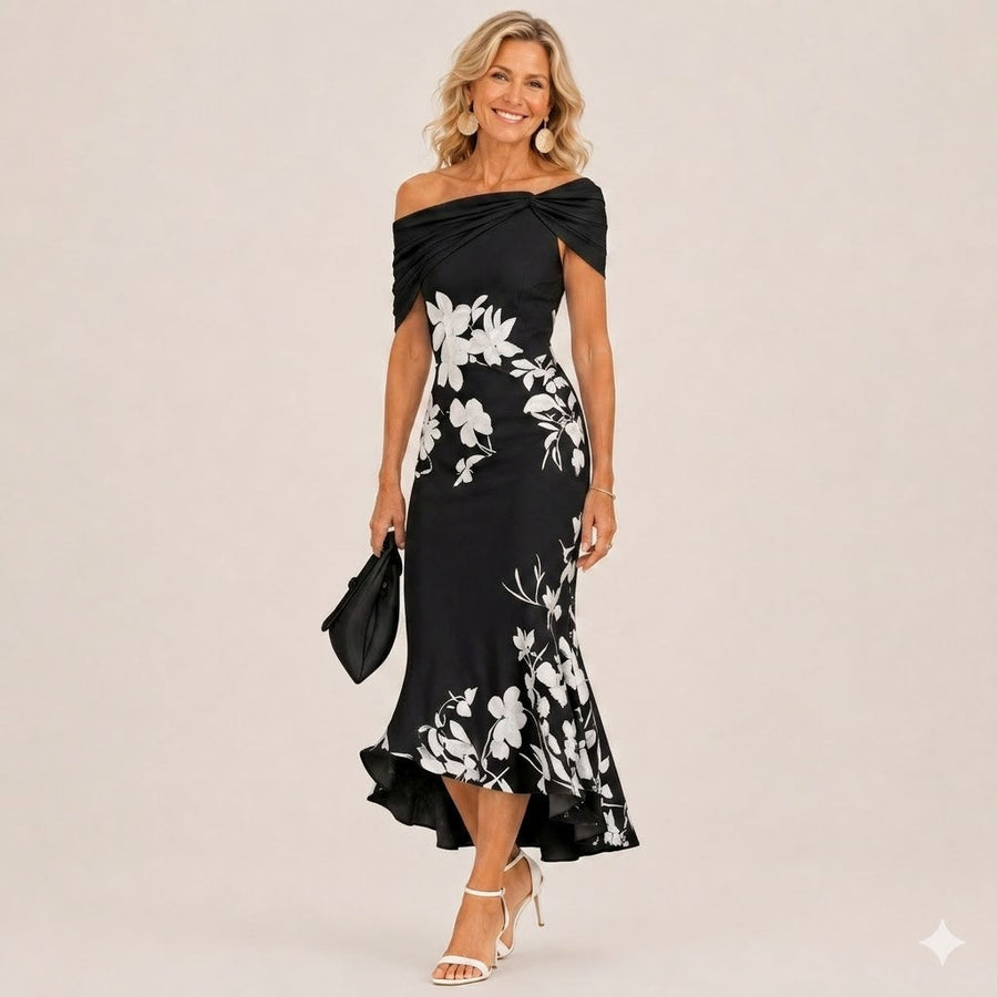Loretta™ | Floral Off-Shoulder Midi Dress