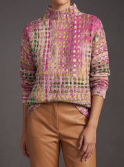 Calyx Orchid Dot Lattice Turtleneck