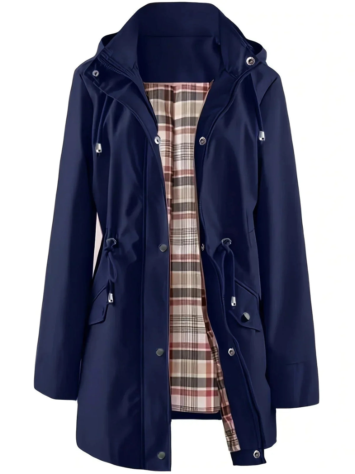 Bryony - Hooded Check-Lined Rain Jacket