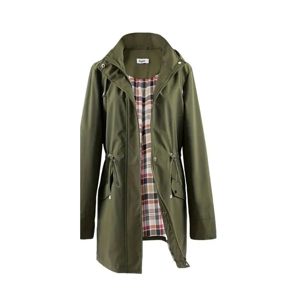 Bryony - Hooded Check-Lined Rain Jacket