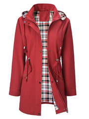 Clara - Hooded Check-Lined Rain Jacket