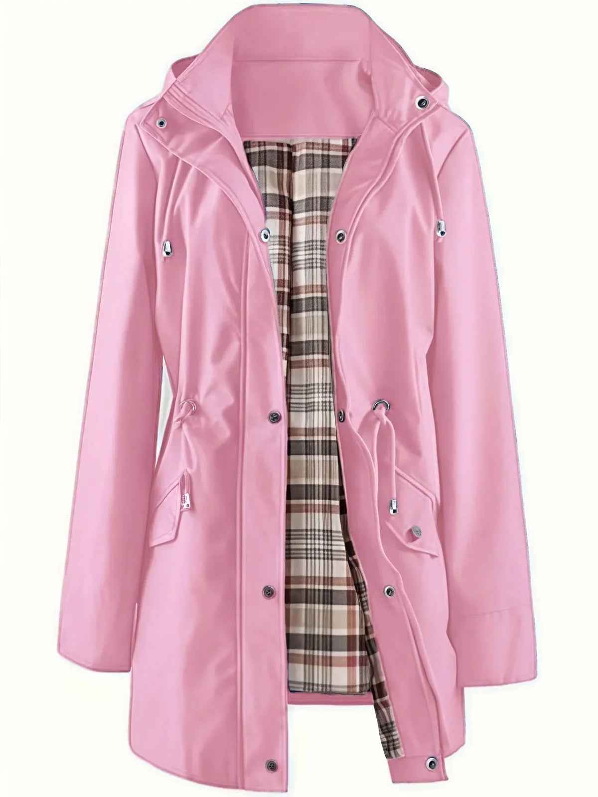 Bryony - Hooded Check-Lined Rain Jacket