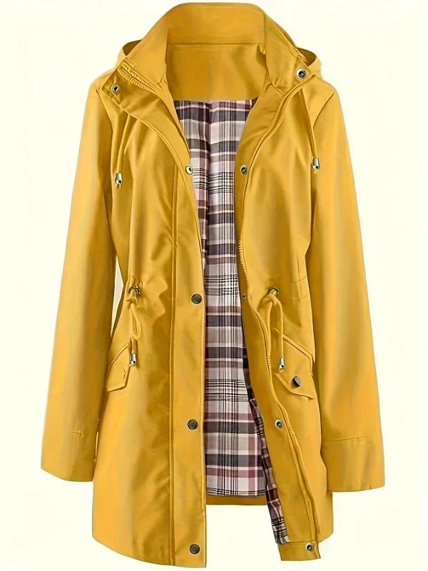 Clara - Hooded Check-Lined Rain Jacket