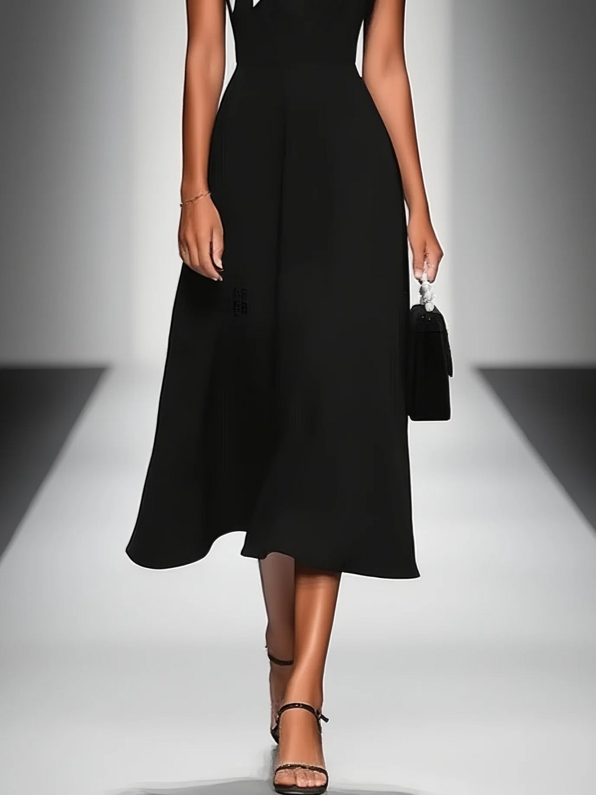 JUNE | COLOURBLOCK SQUARE-NECK MIDI DRESS