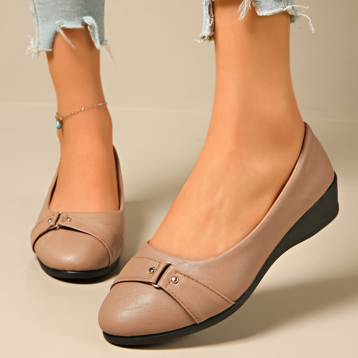Cordelia™ | Buckle Detail Wedge Loafers