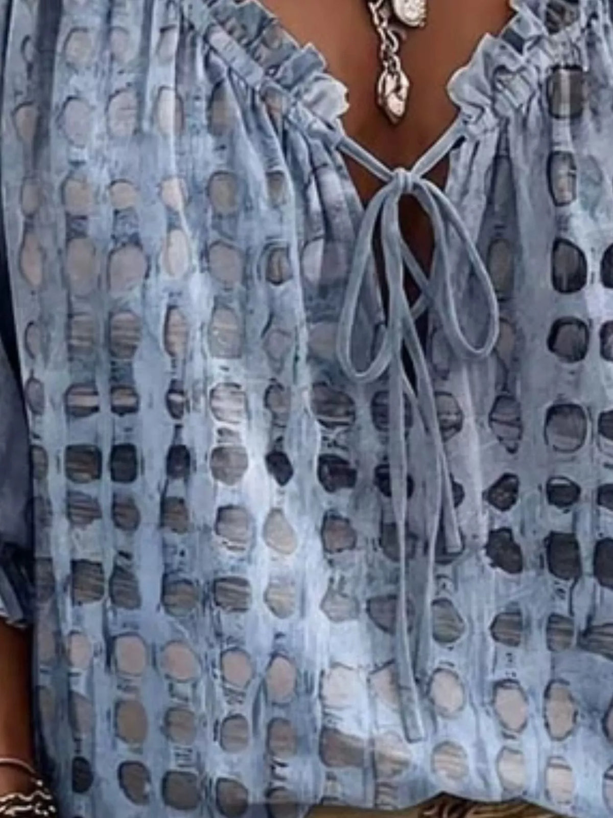 Harper Boho Blouse | Plus Size Abstract Print Tie-Neck Blouse