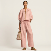 Aurelie | Zipper-Front Puff Sleeve Set