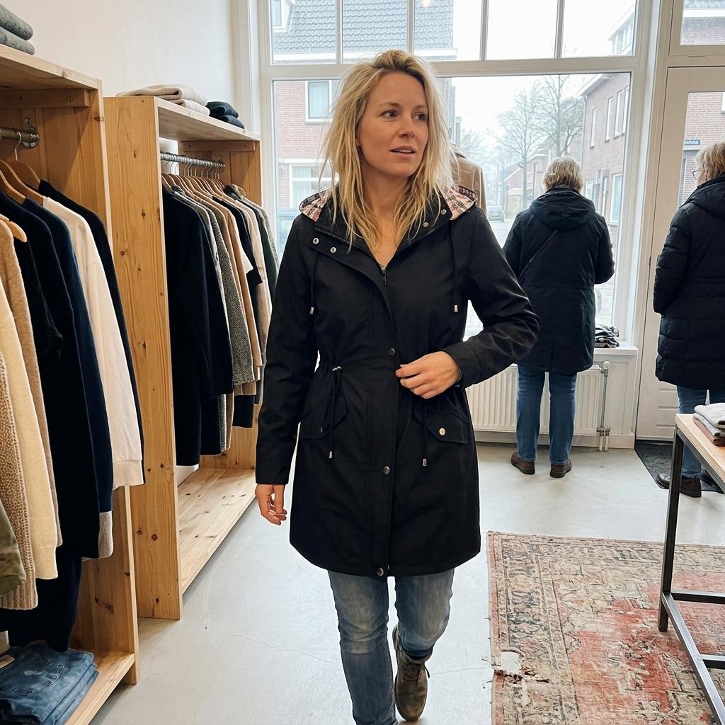 Clara - Hooded Check-Lined Rain Jacket
