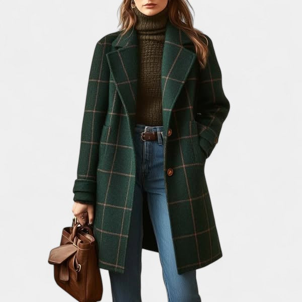 Adriana | Checkered Winter Trench Coat