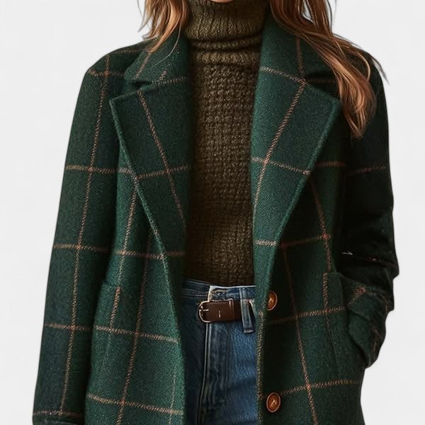 Adriana | Checkered Winter Trench Coat