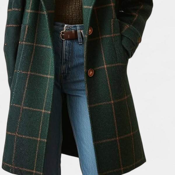 Adriana | Checkered Winter Trench Coat