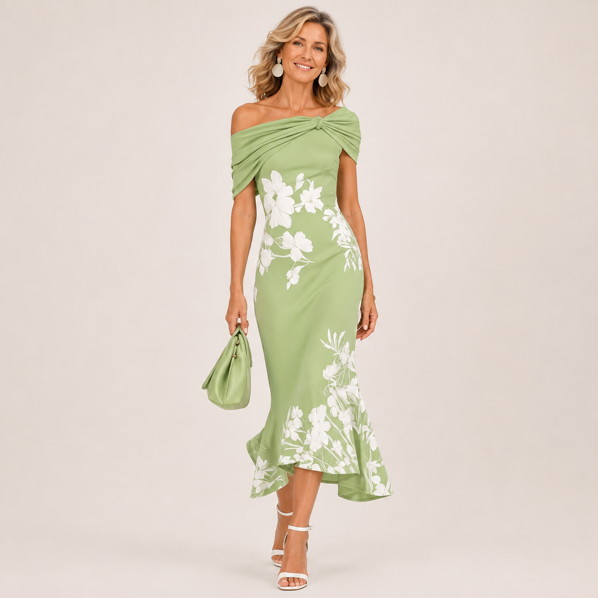 Loretta™ | Floral Off-Shoulder Midi Dress