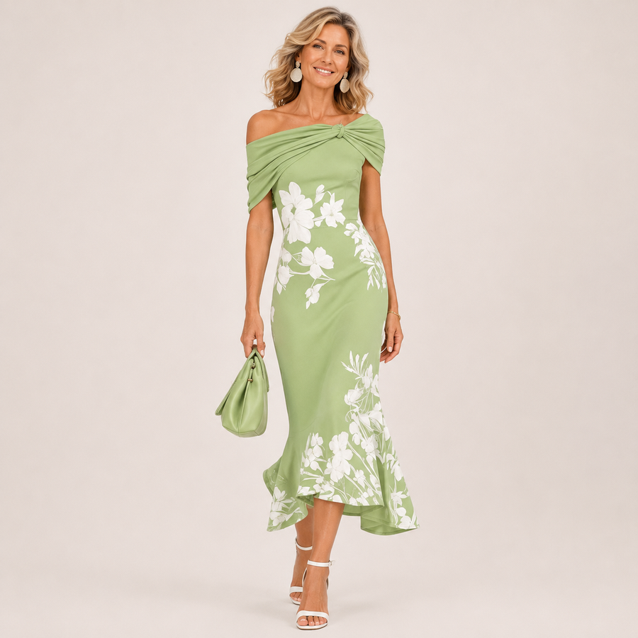 Loretta™ | Floral Off-Shoulder Midi Dress