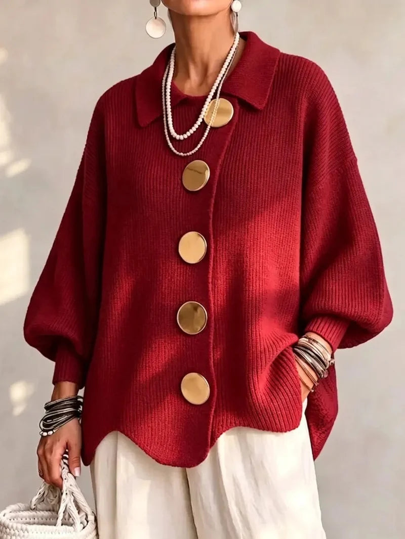 Cressida |Cosy Gold-Button Cardigan