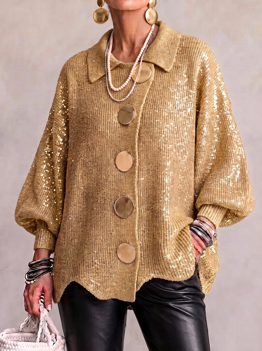 Cressida |Cosy Gold-Button Cardigan