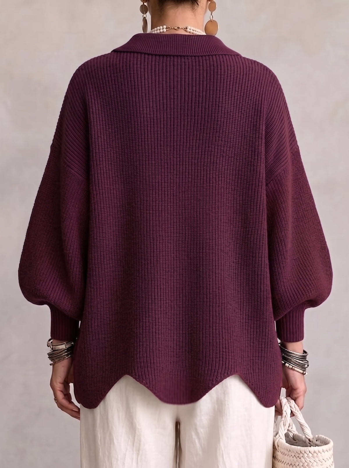 Cressida | Oversized Gold-Button Collared Cardigan