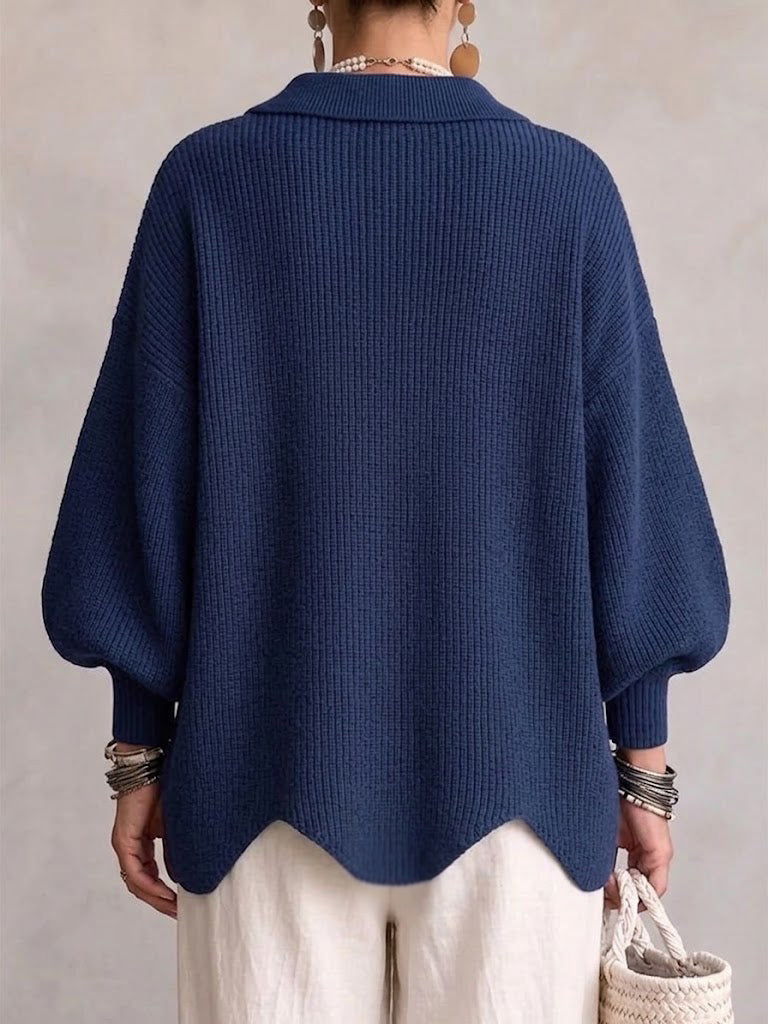 Cressida | Oversized Gold-Button Collared Cardigan