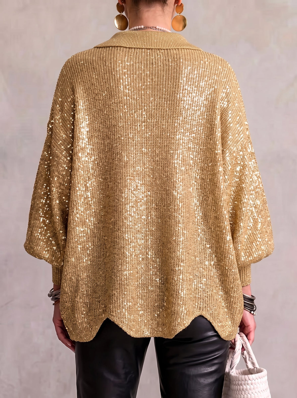 Cressida | Oversized Gold-Button Collared Cardigan