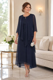 Genevieve Draped Chiffon Overlay Midi Dress