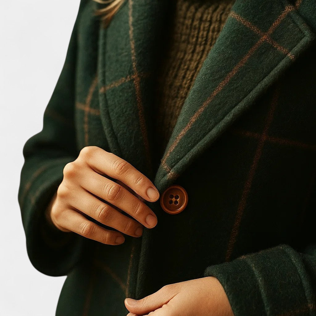 Adriana | Checkered Winter Trench Coat