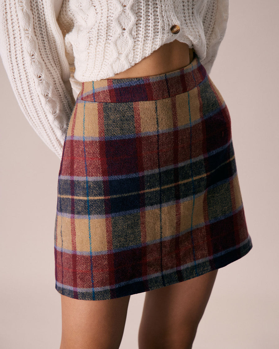 Bromley Red Checked Tweed Skirt