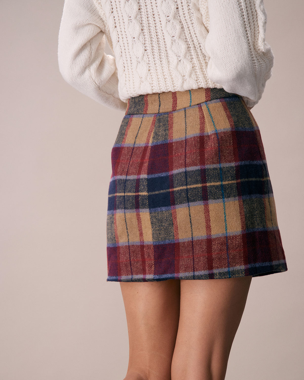 Bromley Red Checked Tweed Skirt