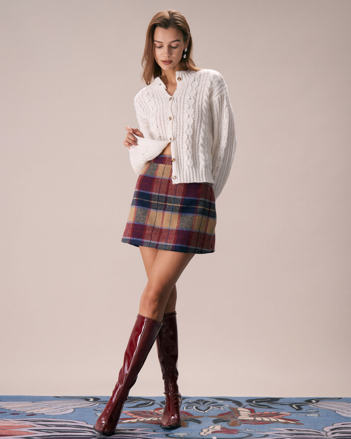 Bromley Red Checked Tweed Skirt